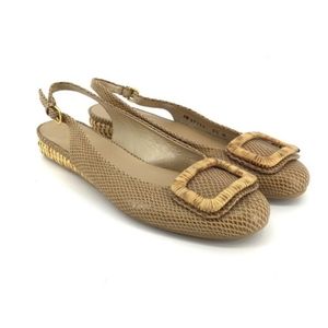 STUART WEITZMAN Snakeskin Slingback Wickers Flats